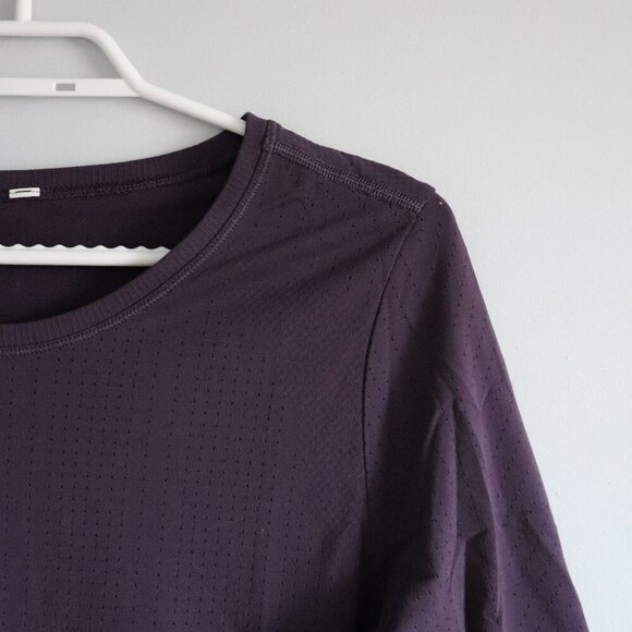 Women's Sz M Purple Activewear Crewneck Stretch Long Sleeve T-Shirt Top - Picture 6 of 11